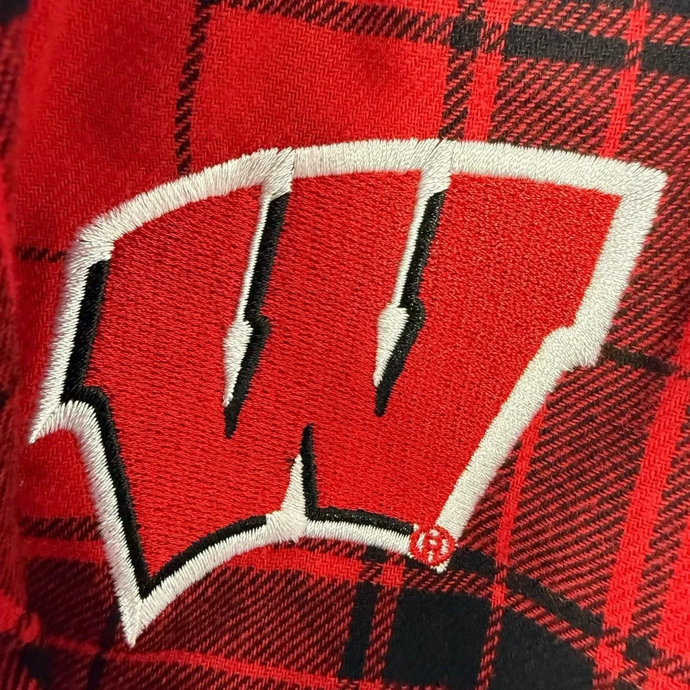 NWT Wisconsin Badgers Flannel Lounge Pants Men's L  Red Black Pajama Bottom PJ